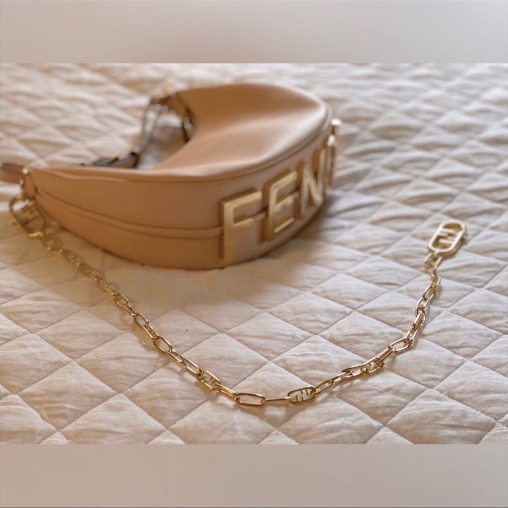 Chain Link Fendi Purse Strap In Gold